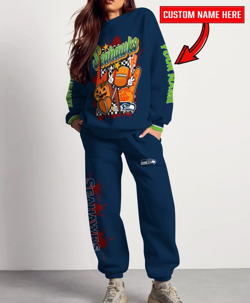 Seattle Seahawks Halloween Collection Unisex Sweatshirt and Sweatpants Set