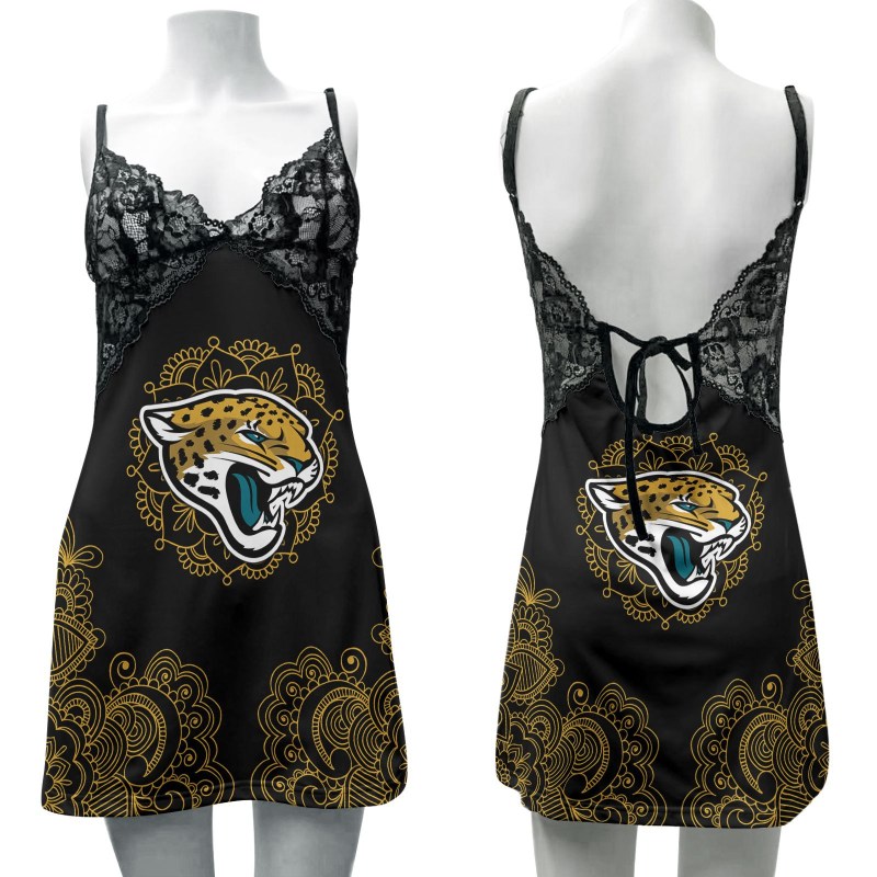 Jacksonville Jaguars Lace Back Strap Slip Dress