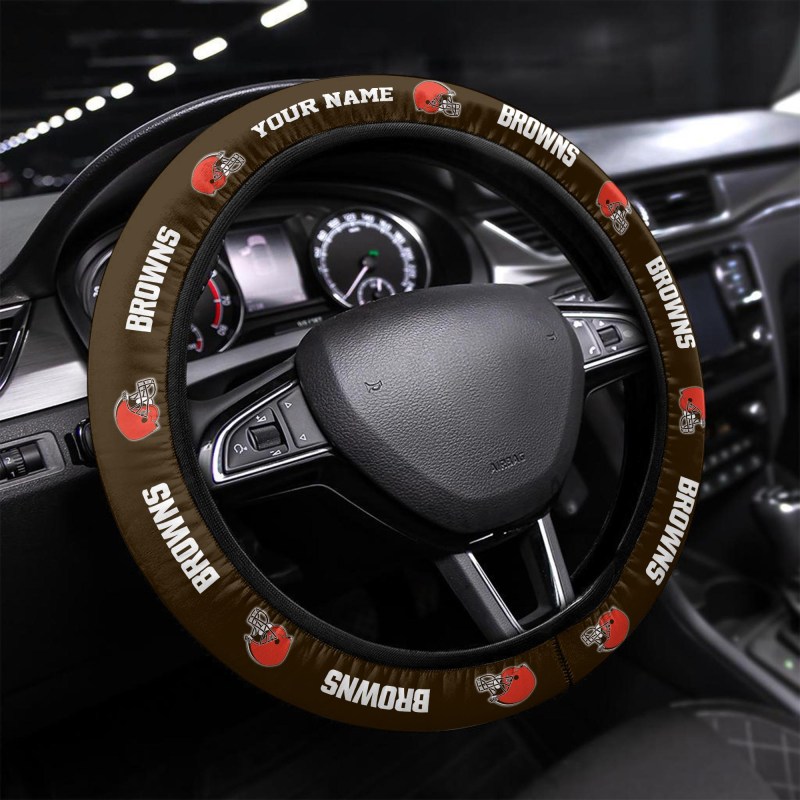 Cleveland Browns Personalized 3D Steering Wheel Cover
