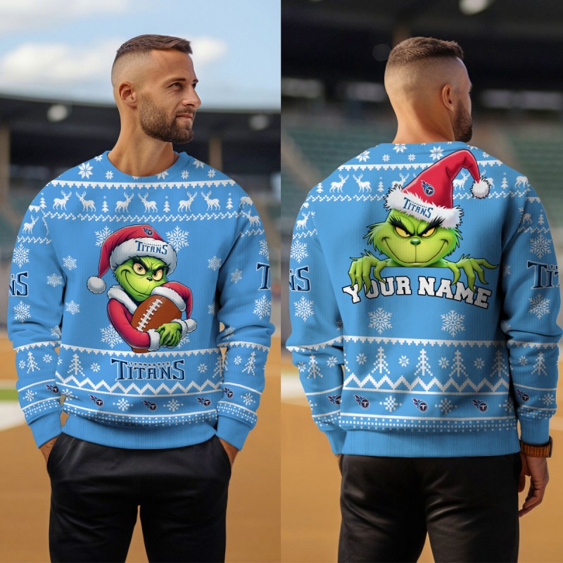 Tennessee Titans Premium Ugly Christmas Sweater Outdoor View 4