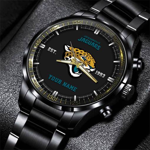 Jacksonville Jaguars Black Fashion Watch Side View