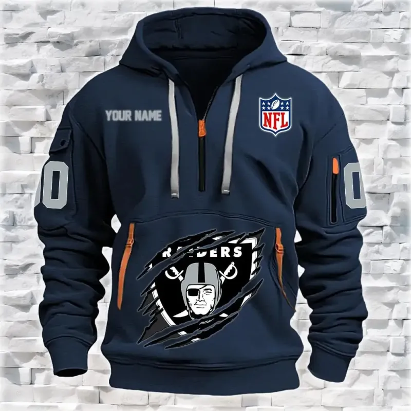 Las Vegas Raiders Quarter Zip Hoodie Lifestyle Image