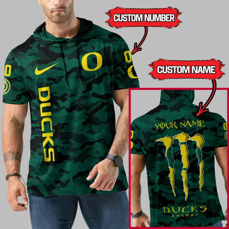 Oregon Ducks Personalized Camo Hoodie Side