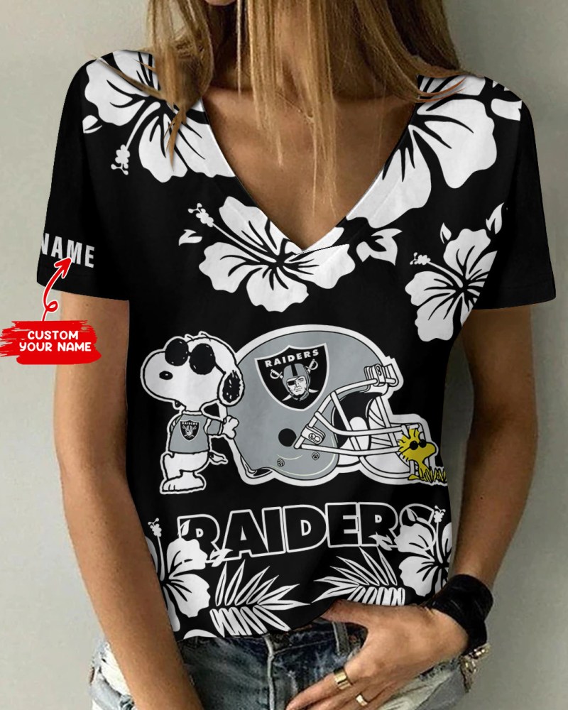 Las Vegas Raiders Personalized V-neck Women T-shirt
