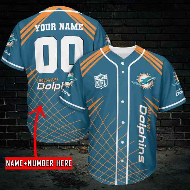 Miami Dolphins Personalized Baseball Jersey