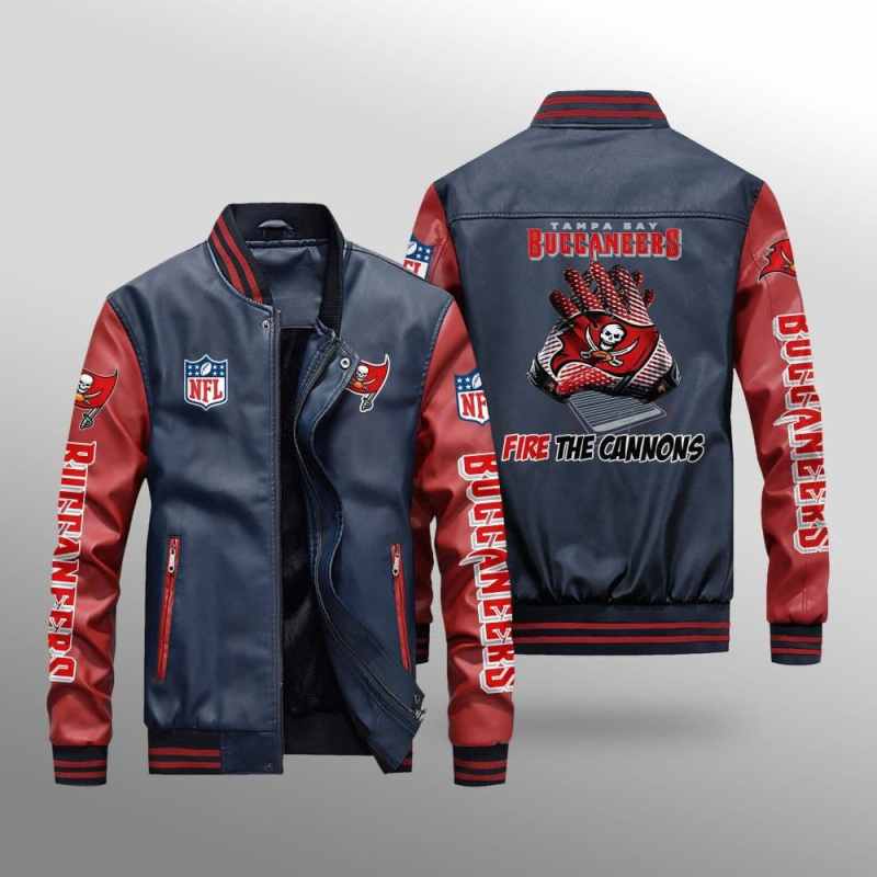 Tampa Bay Buccaneers Leather Bomber Jacket Back