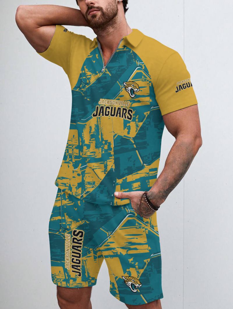 Jacksonville Jaguars ZIP Polo Shirt and Shorts