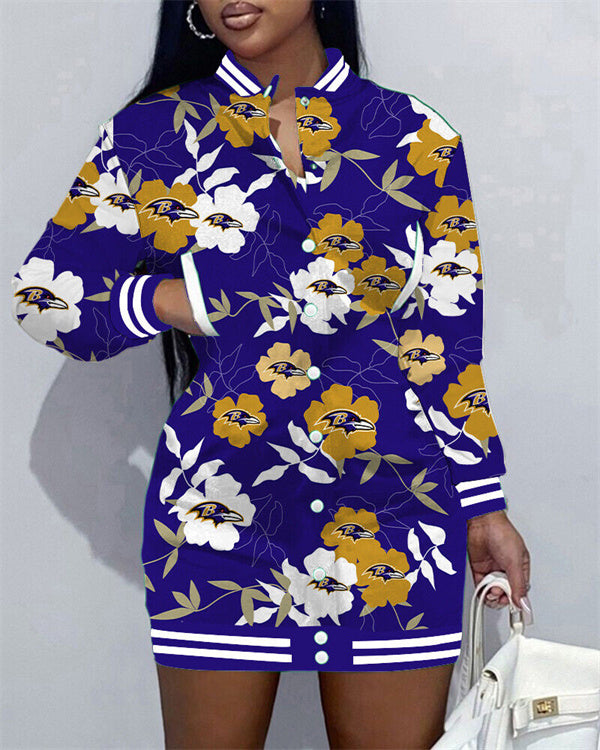 Baltimore Ravens Women Button Down Jacket Dress