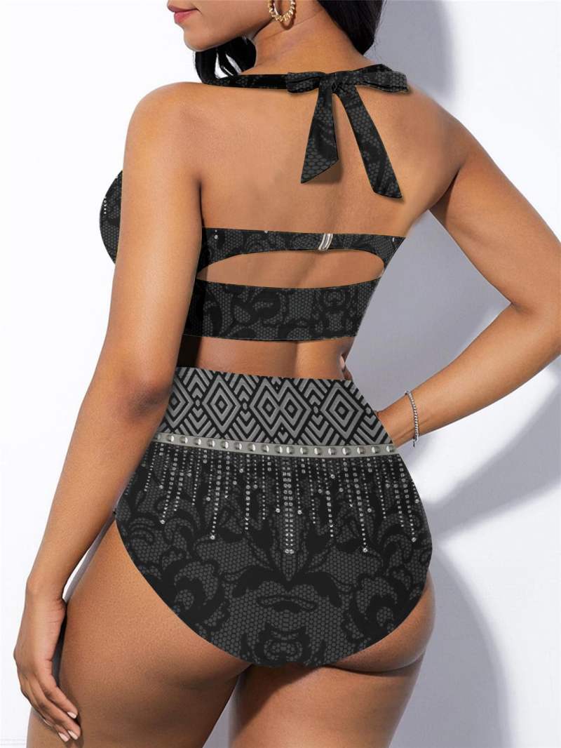 Las Vegas Raiders Sexy Print Bikini Swimsuit - Side View