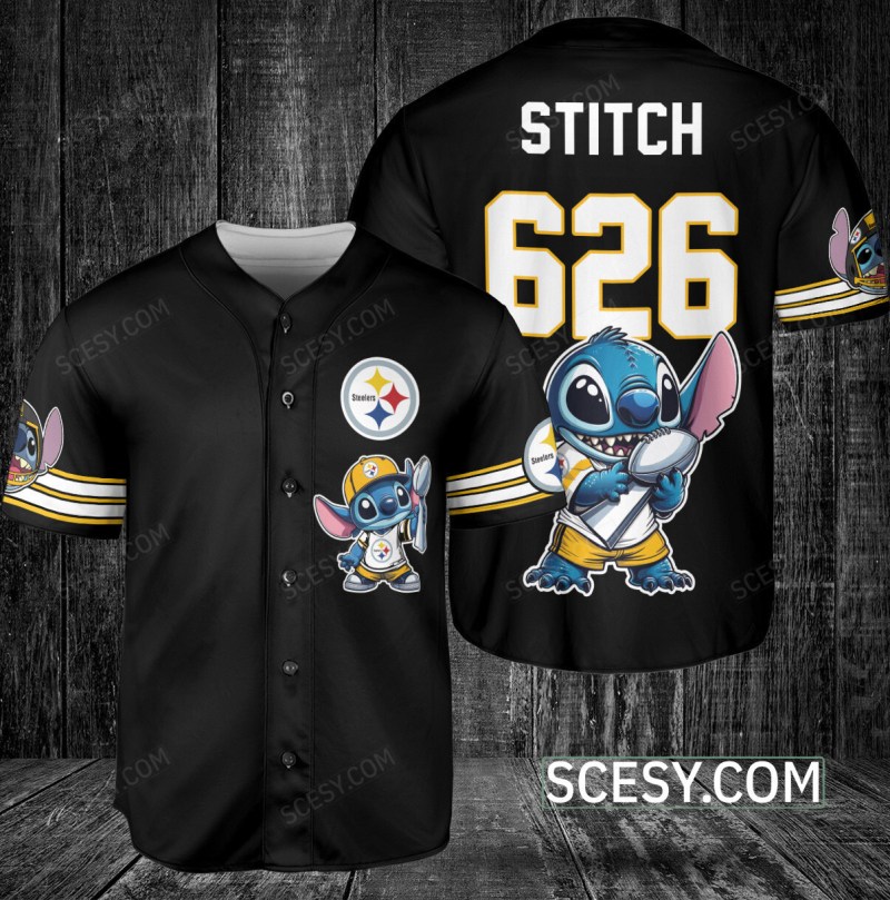 Pittsburgh Steelers Lilo And Stitch Baseball Jersey