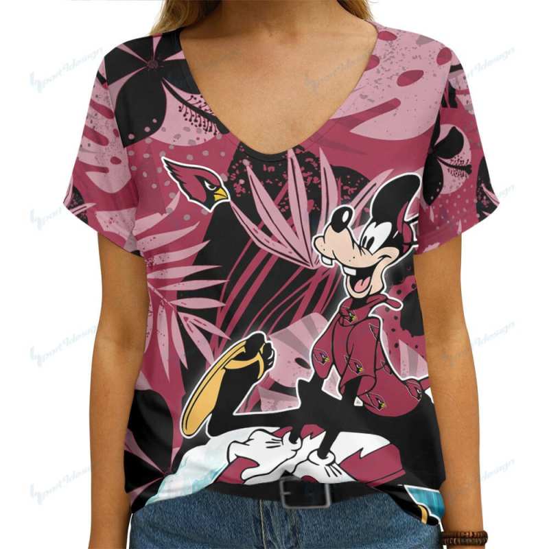 Arizona Cardinals Summer V-neck Women T-shirt
