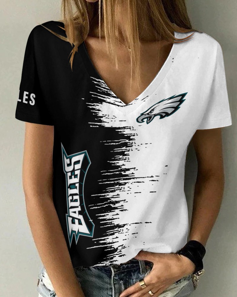 Philadelphia Eagles Summer V-neck T-shirt Back