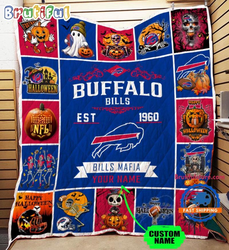 Buffalo Bills Special Pumpkin Halloween Quilt Blanket