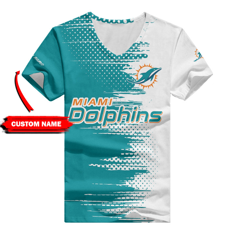 Miami Dolphins Personalized Summer V-neck Women T-shirt