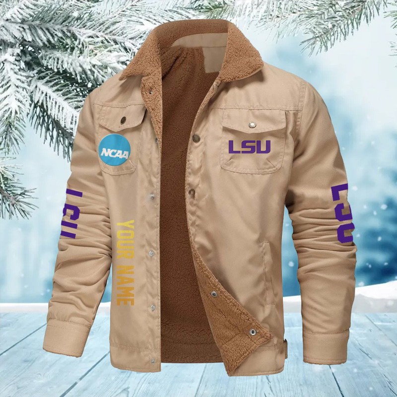 LSU Tigers Personalized Winter Fleece Bomber Jacket Image 3