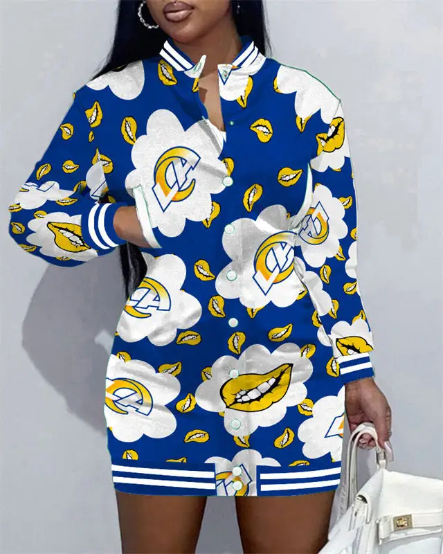 Los Angeles Rams Women Button Down Jacket Dress