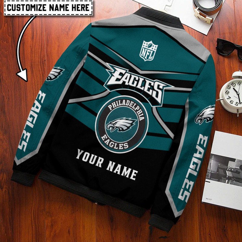 Philadelphia Eagles Personalized Bomber Jacket Back