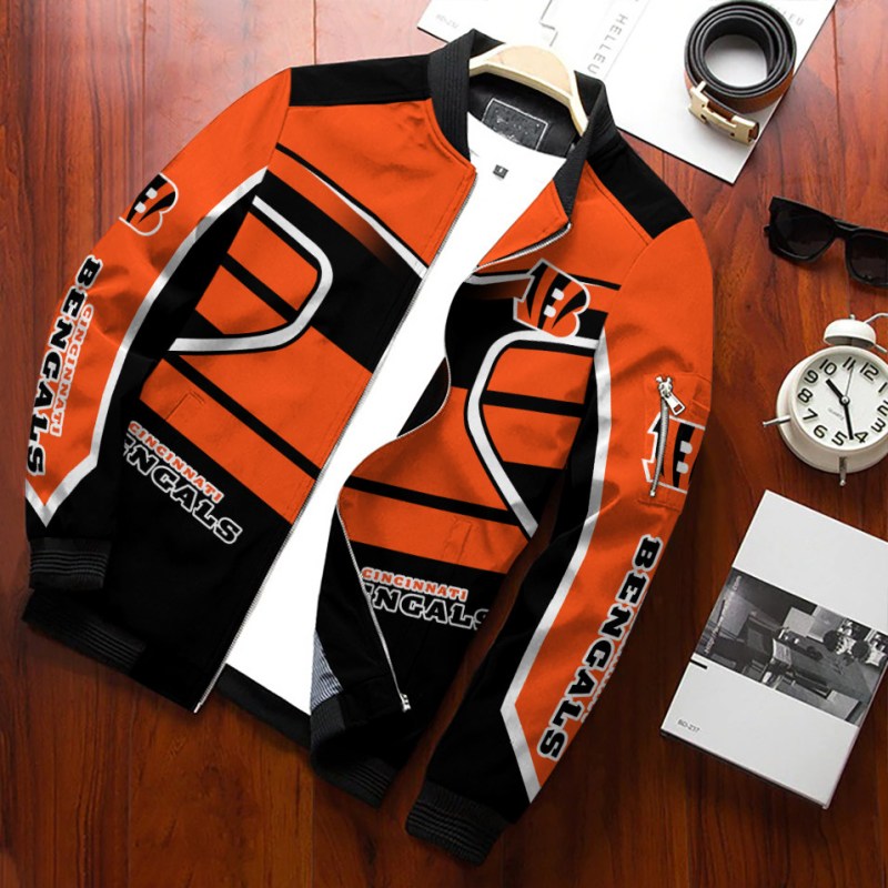 Cincinnati Bengals Personalized Bomber Jacket Back View