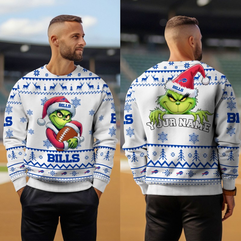 Buffalo Bills Ugly Christmas Sweater Outdoor View 4