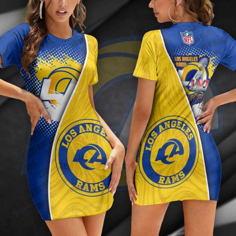 Los Angeles Rams Short Sleeve Bodycon Mini Dress