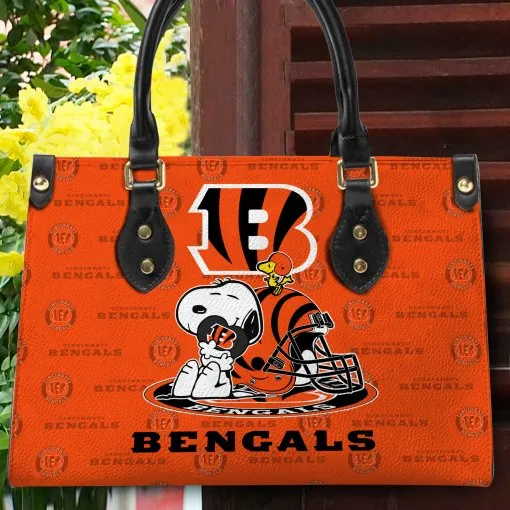 Mockup of Bengals Leather Hand Bag