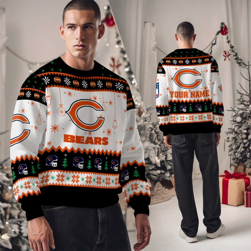 Chicago Bears Ugly Christmas Sweater Studio View