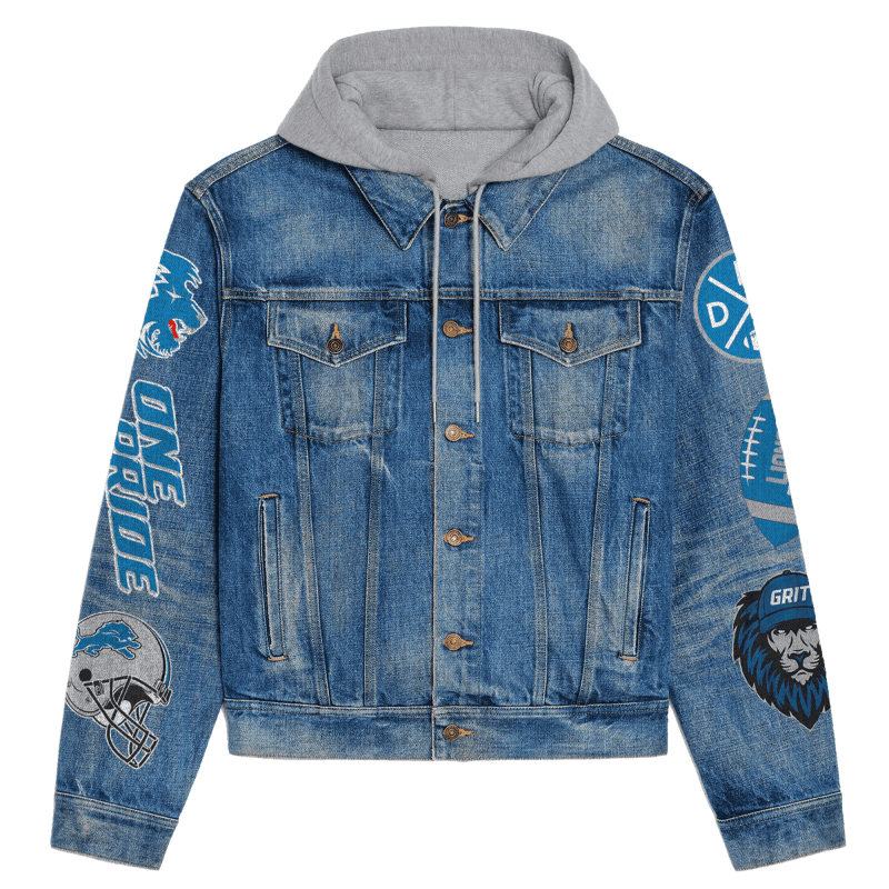 Detroit Lions Hooded Denim Jacket Side View