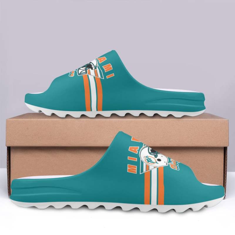 Miami Dolphins Yeezy Slippers Back View
