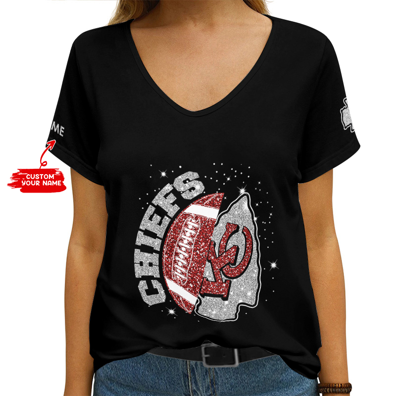 Kansas City Chiefs Personalized V-neck Women's T-shirt