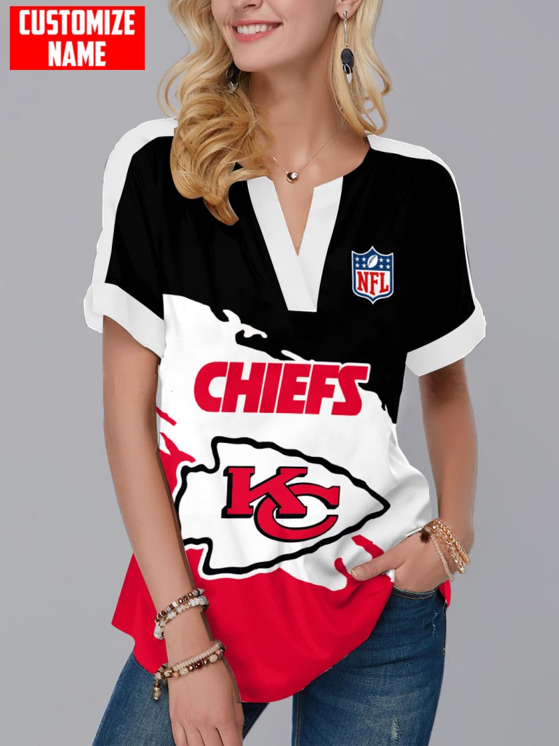 Kansas City Chiefs Personalized Fashion Short Sleeve V-Neck Shirt