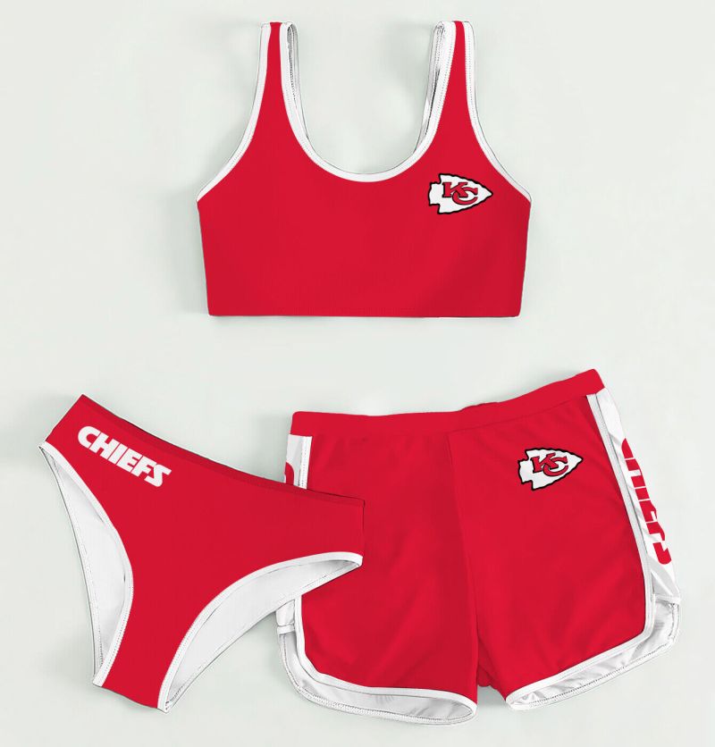 Kansas City Chiefs Women's Sports Set - 3-Piece Crop Tank Top, Underwear & Shorts