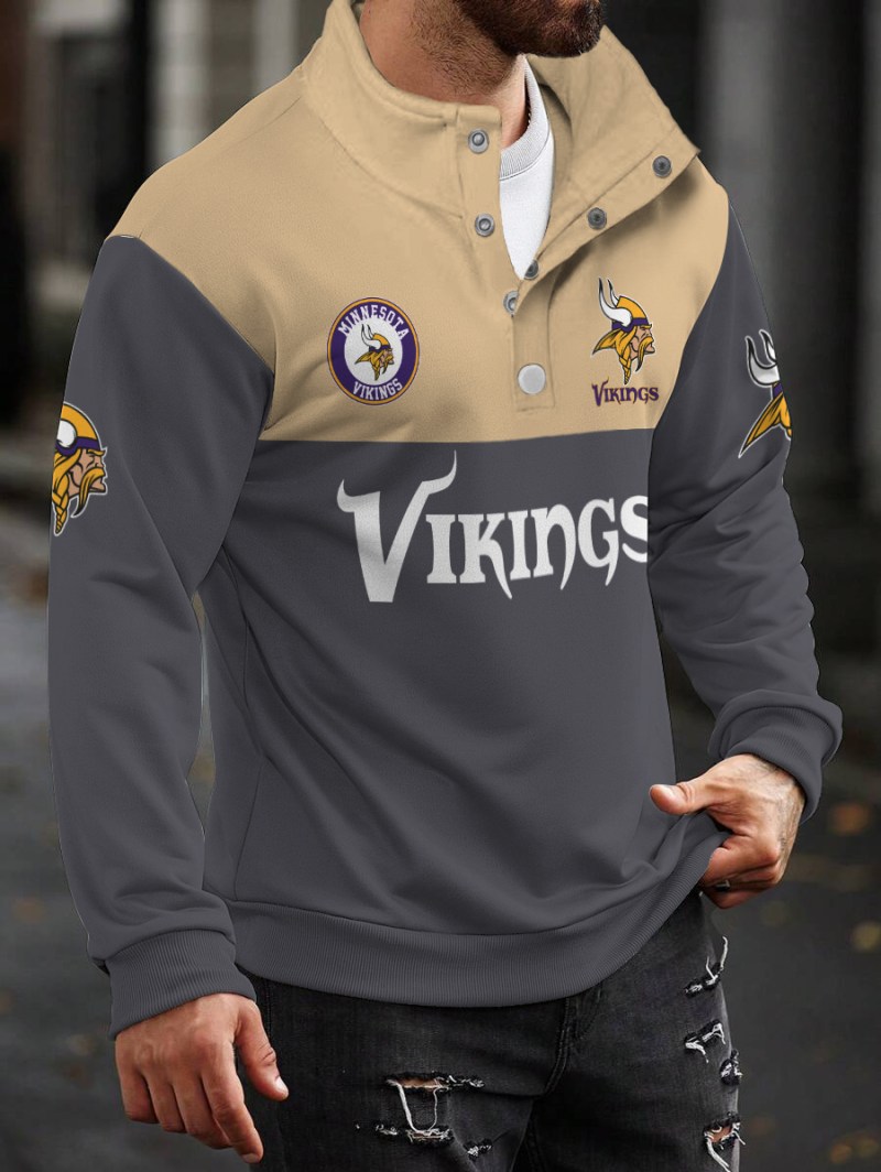 Minnesota Vikings Casual Colorful Stand Collar Sweatshirt