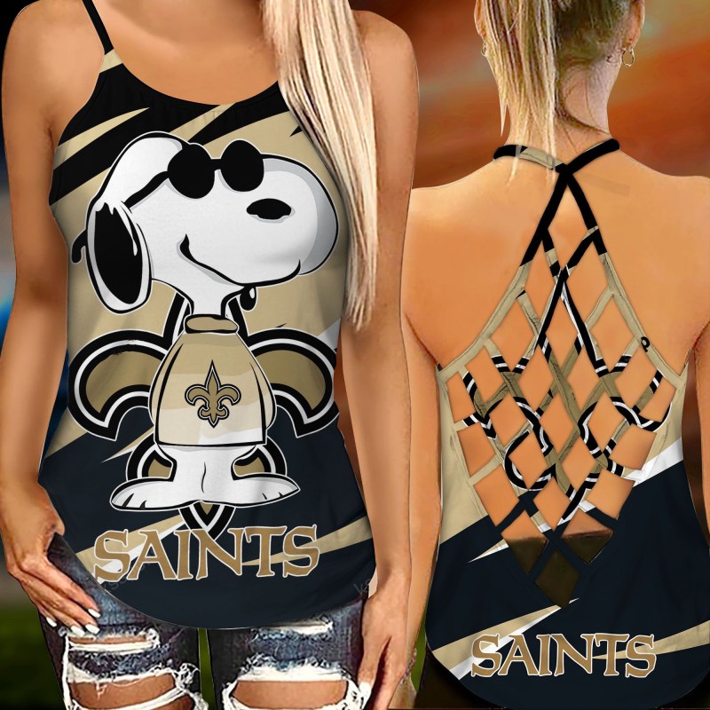New Orleans Saints Criss Cross Tank Top