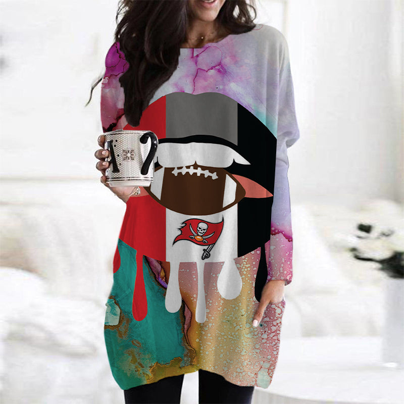 Tampa Bay Buccaneers Casual Long Sleeve Pocket Dress