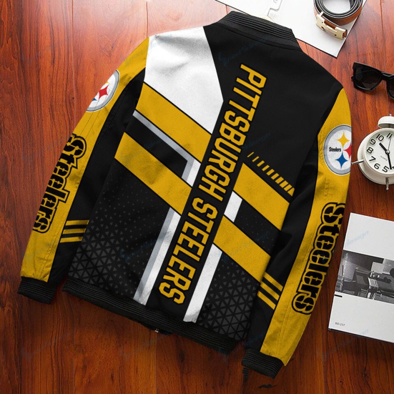 Pittsburgh Steelers Personalized Bomber Jacket Back View