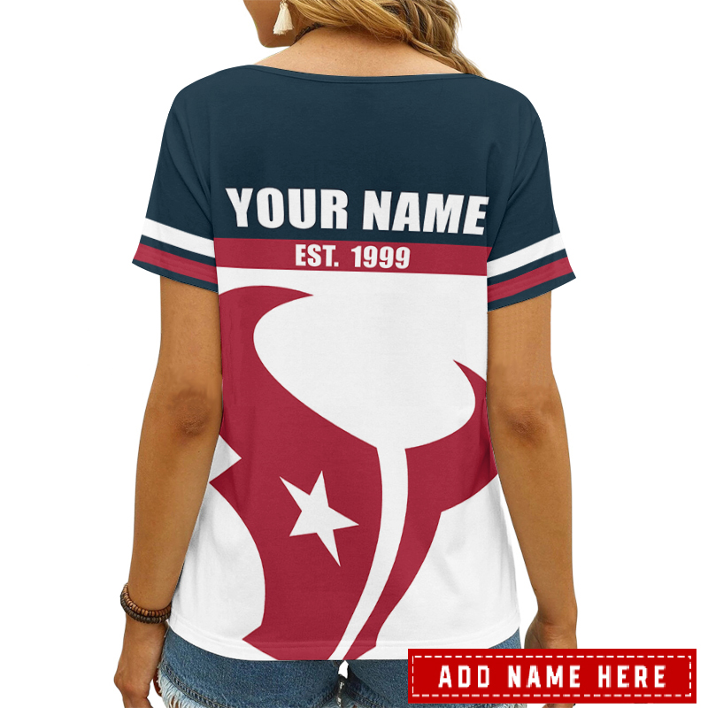 Houston Texans Personalized V-Neck Women T-shirt