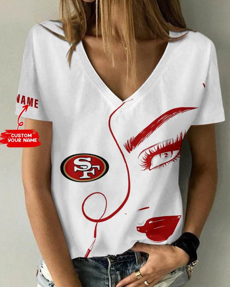 San Francisco 49ers Personalized V-neck Women T-shirt