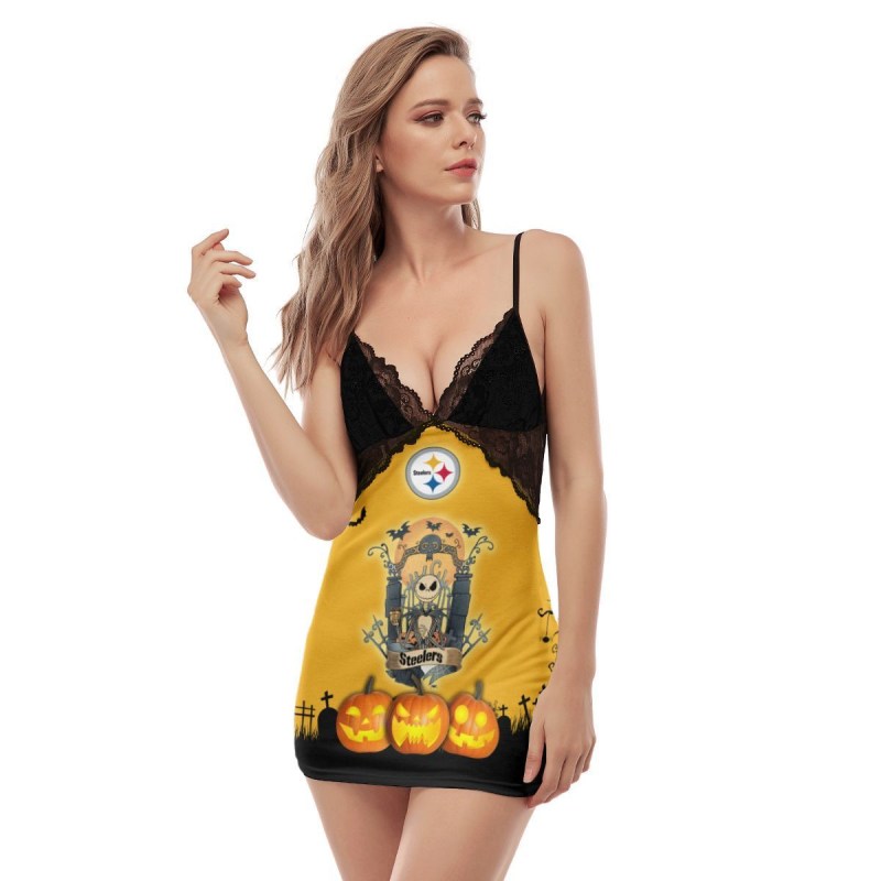 Pittsburgh Steelers Halloween Lace Back Strap Slip Dress Lifestyle