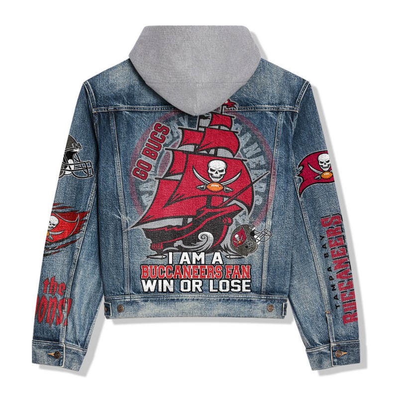 Stylish Tampa Bay Buccaneers Hooded Denim Jacket