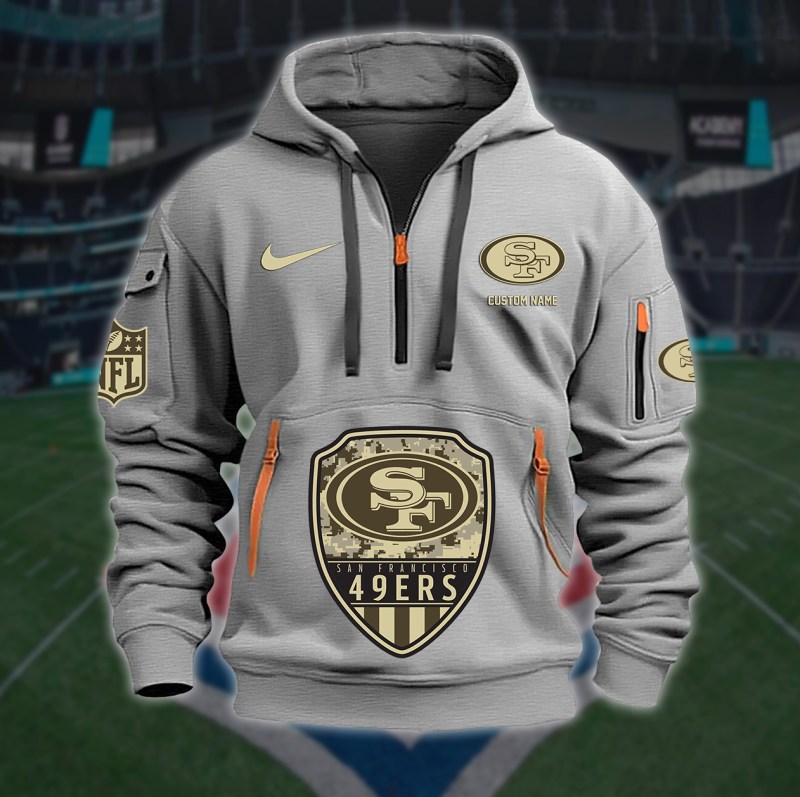 Men's 49ers Quarter Zip Hoodie Lifestyle Image