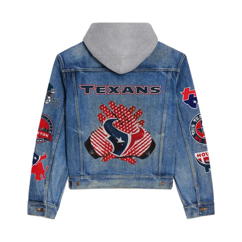 Houston Texans Premium Hooded Denim Jacket Style