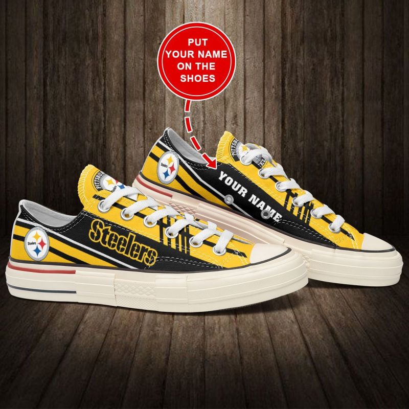Pittsburgh Steelers Personalized Canvas Shoes Top View