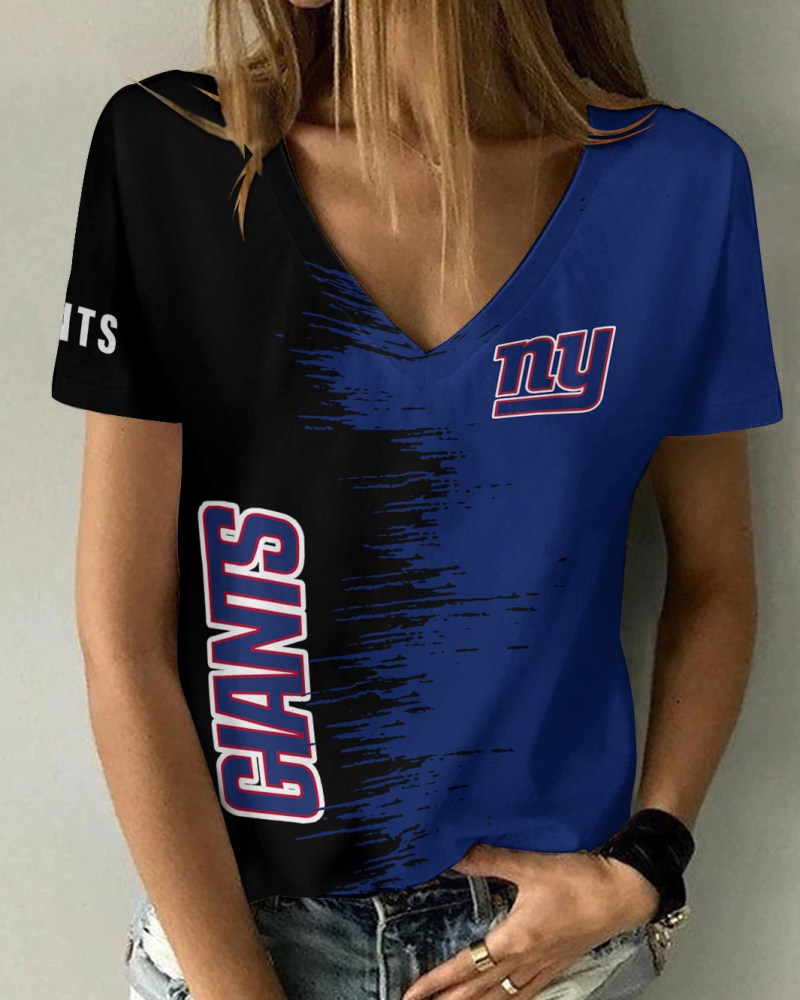 New York Giants Summer V-neck Women T-shirt