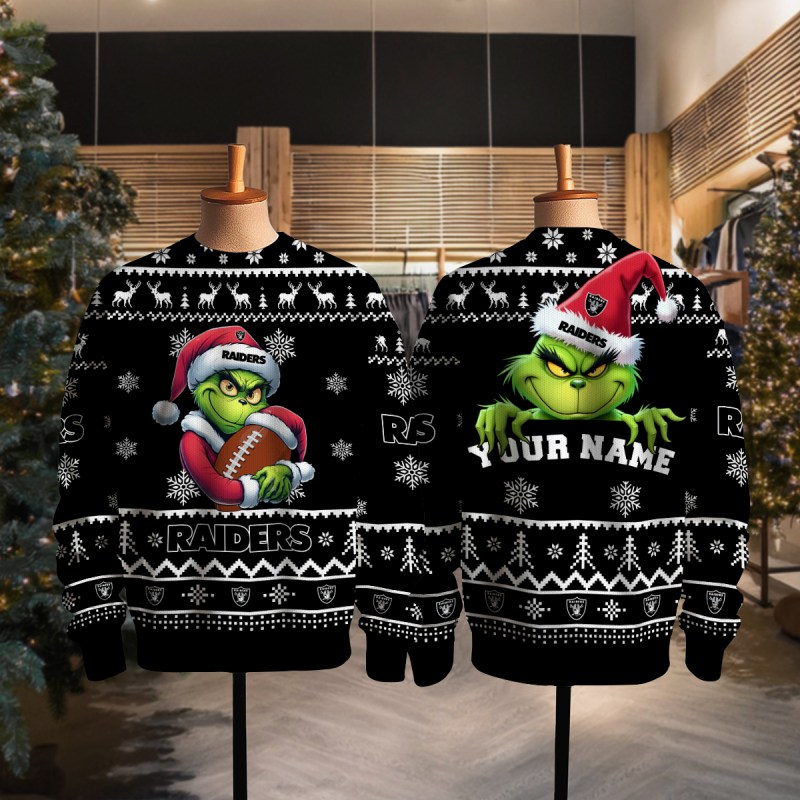 Las Vegas Raiders Christmas Sweater Full View