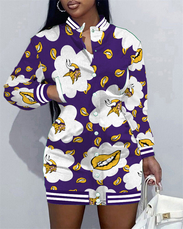 Minnesota Vikings Women Button Down Jacket Dress