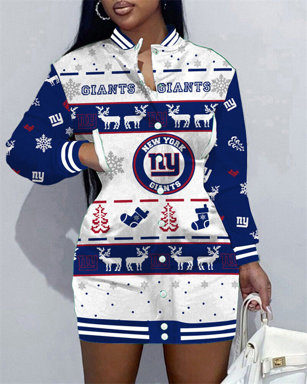 New York Giants Women's Button Down Jacket Dress
