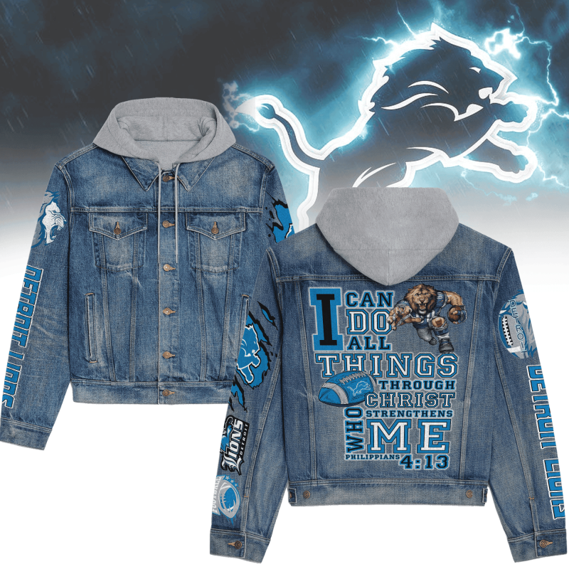Detroit Lions Hooded Denim Jacket Image 1