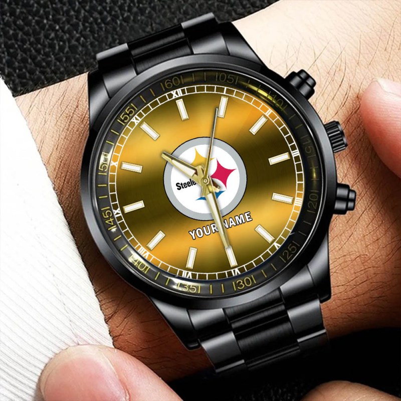 Pittsburgh Steelers Black Fashion Watch - Side View