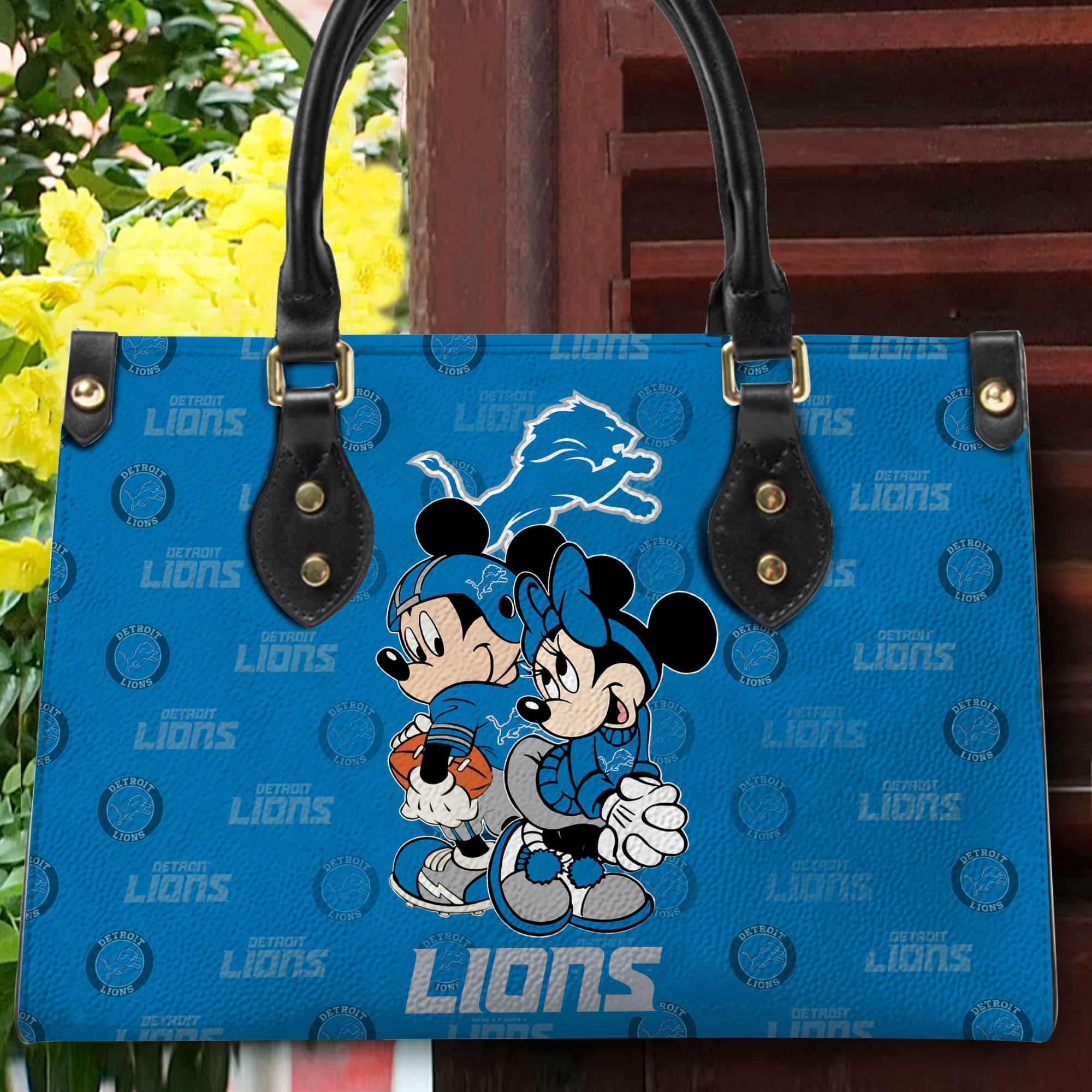 Detroit Lions Personalized Leather Hand Bag