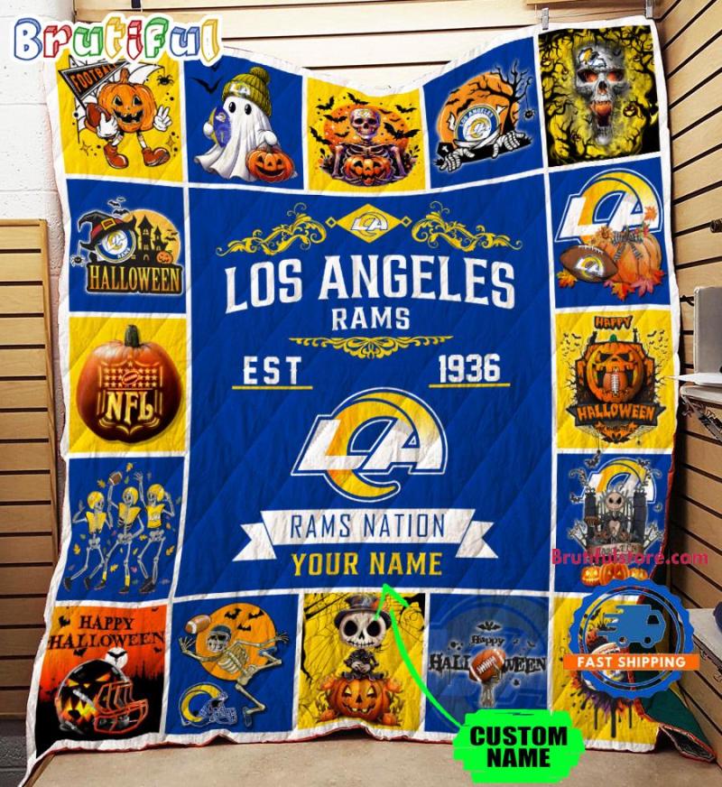 Los Angeles Rams Special Pumpkin Halloween Quilt Blanket